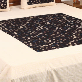 Beige Jacquard with Ajrakh Modal Silk Patch Cotton Bedsheet Set