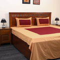 Beige - jacquard patchwork cotton double bed cover