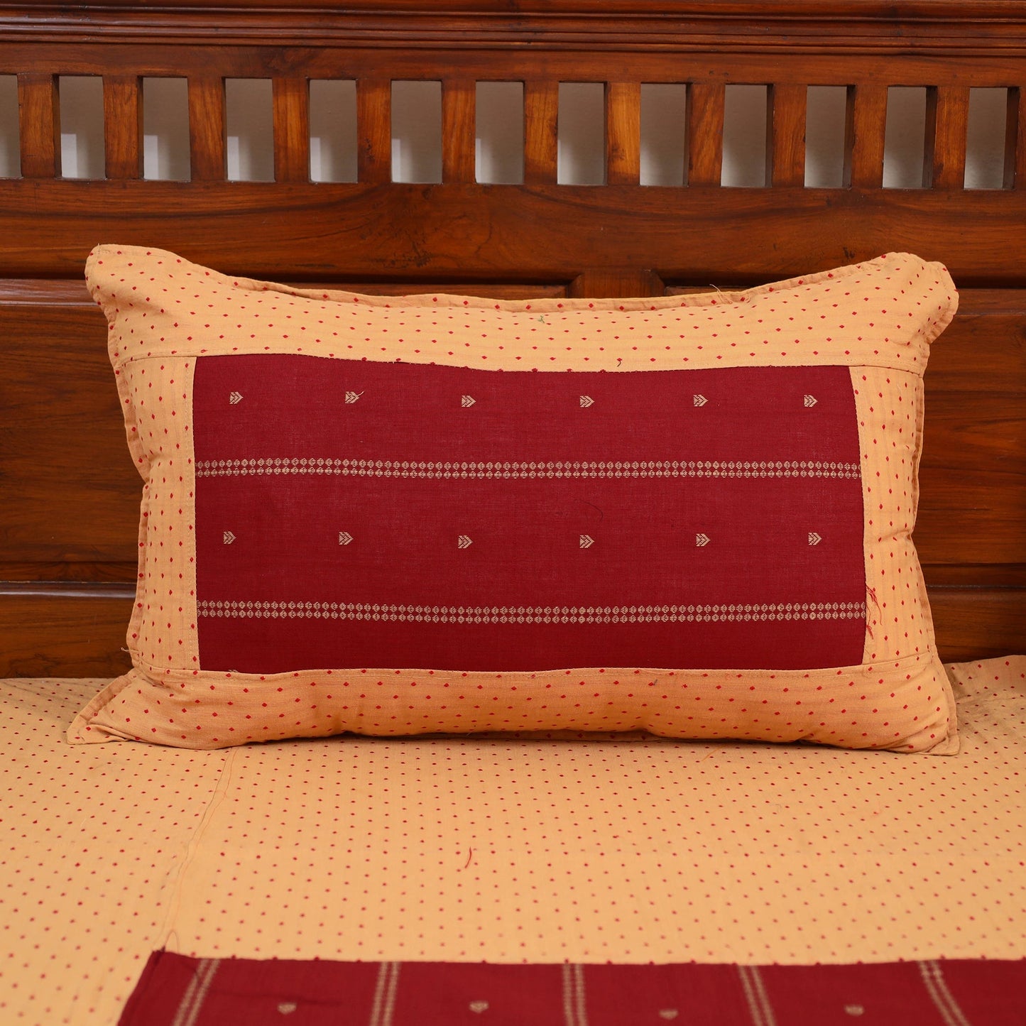 Beige - jacquard patchwork cotton double bed cover