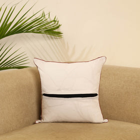 Beige Jacquard Weave Cotton Cushion Cover