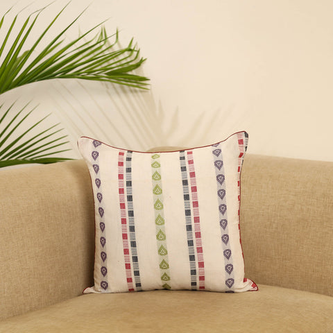 Beige Jacquard Weave Cotton Cushion Cover