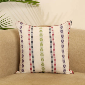 Beige Jacquard Weave Cotton Cushion Cover