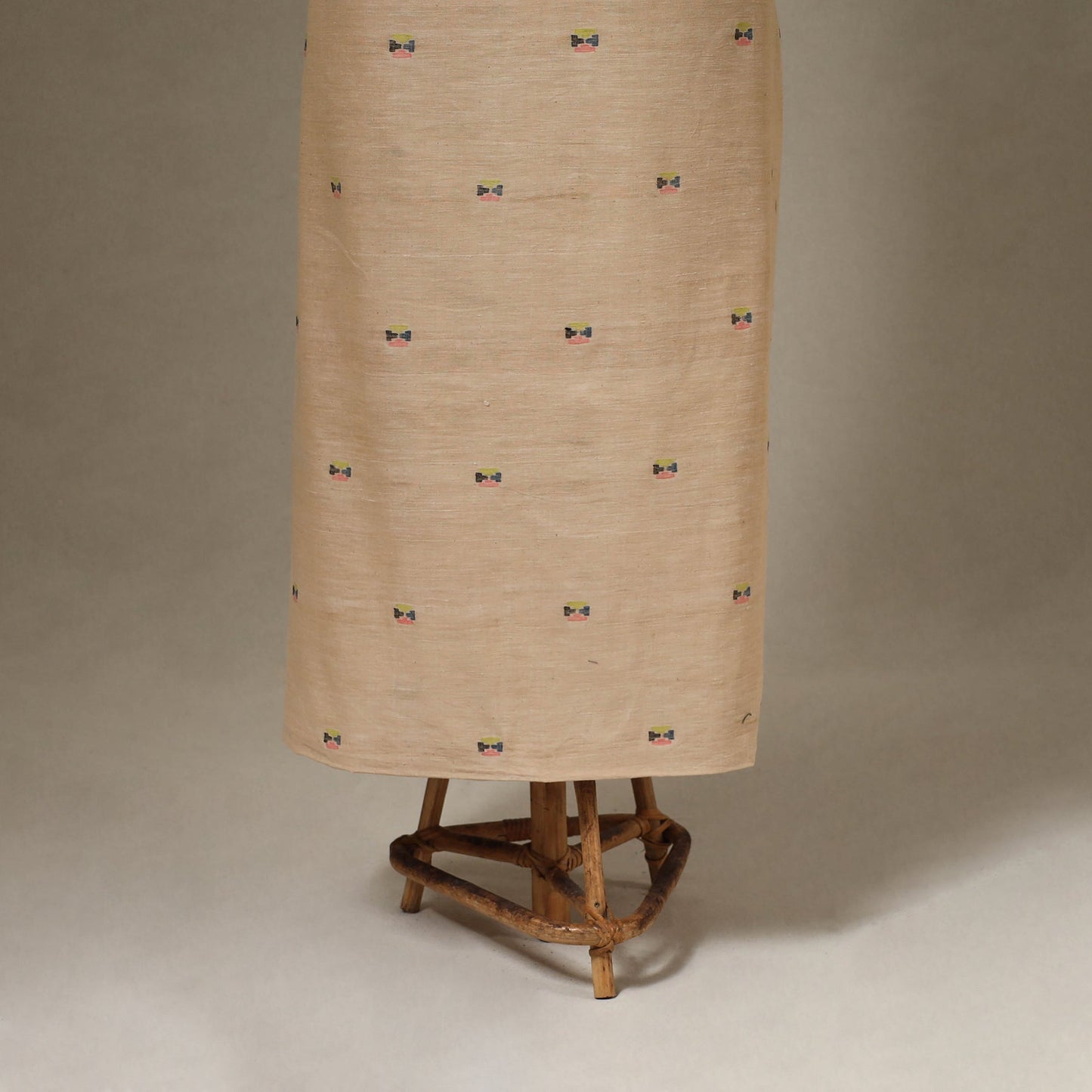 Beige Jamdani Cotton Dress Material with Jewellery Set