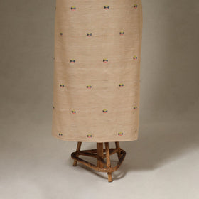 Beige Jamdani Cotton Dress Material with Jewellery Set