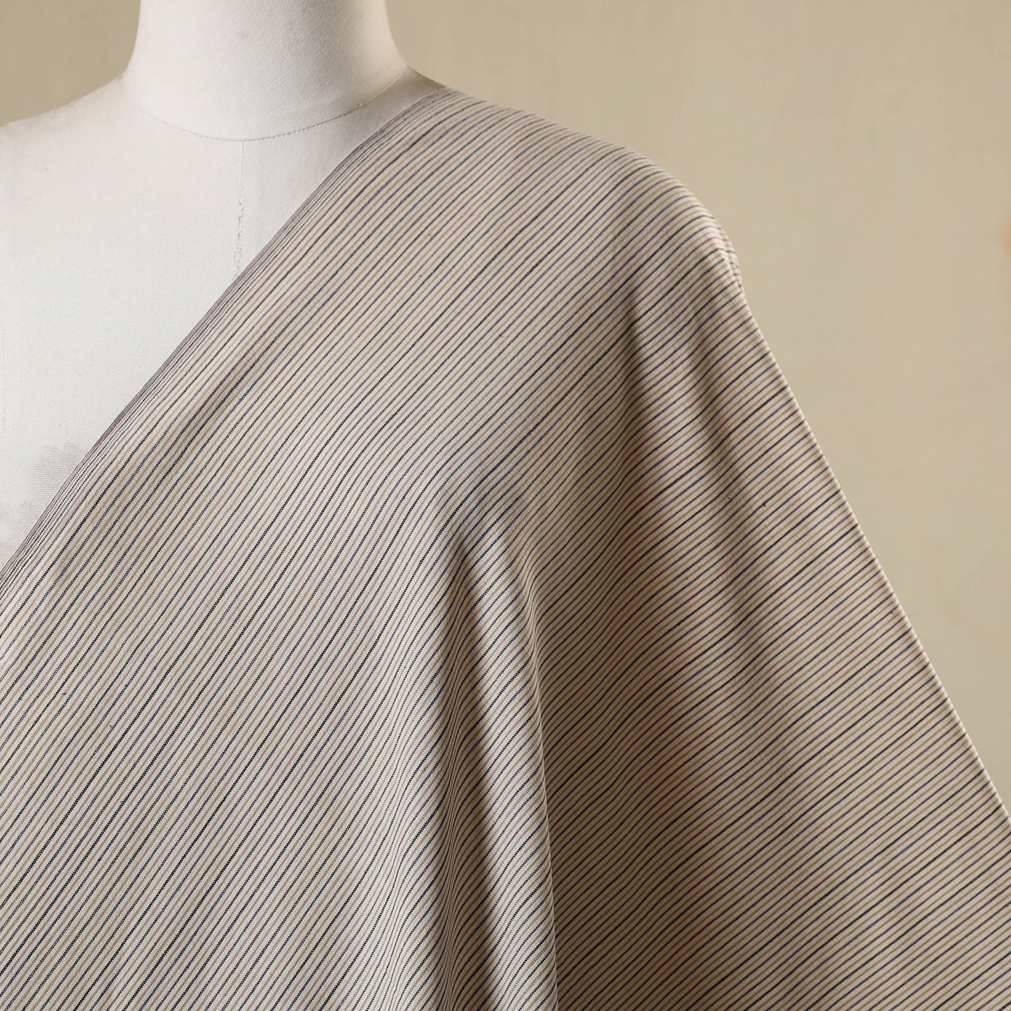 Beige - jhiri pure handloom cotton fabric 23 - handcrafted