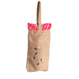 Beige Jute Wine/Water Holding Bag