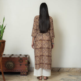Kalamkari Block Print Mul Cotton Straight Kurta For Women