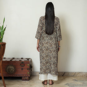 Kalamkari Block Print Mul Cotton Straight Kurta For Women