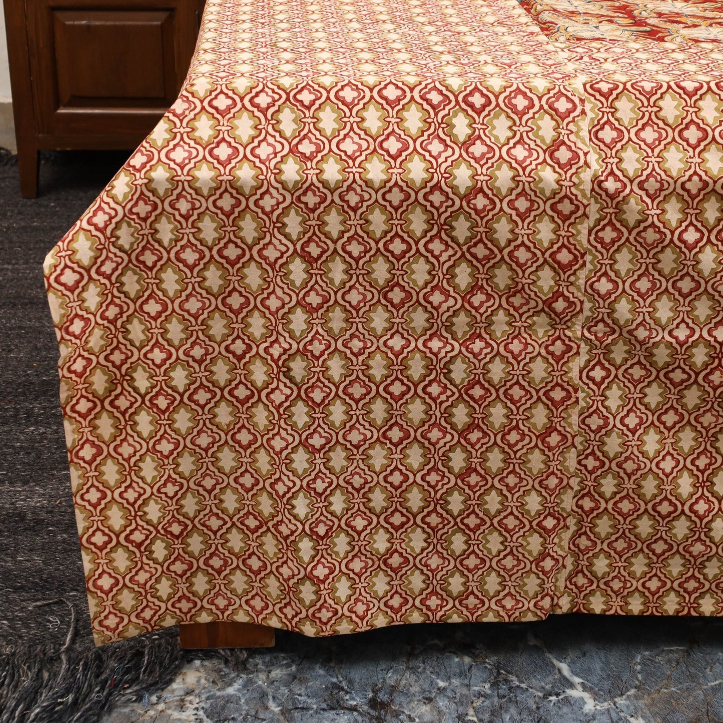 Kalamkari patchwork cotton bedsheet set 43 - handcrafted