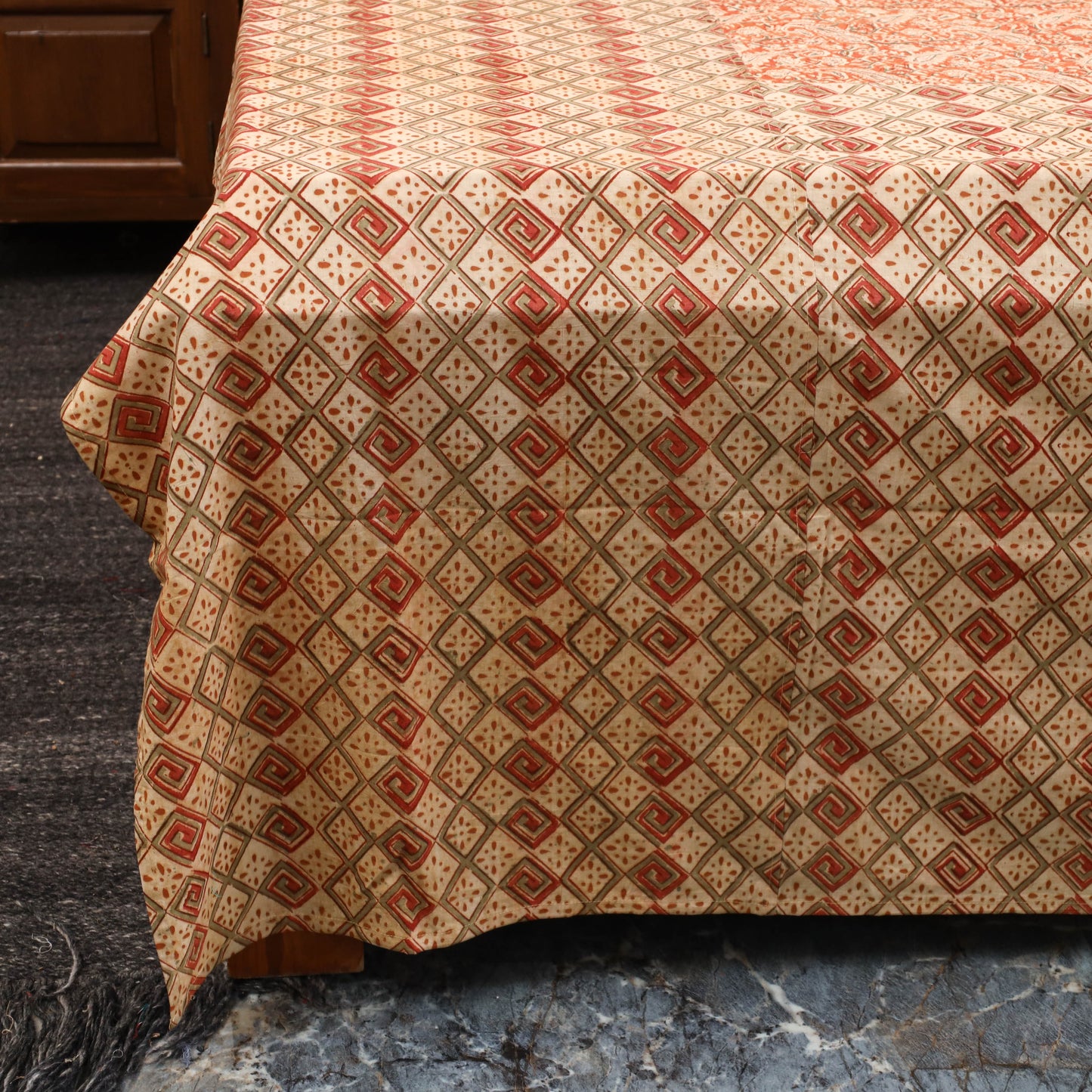 Kalamkari patchwork cotton bedsheet set 45 - handcrafted