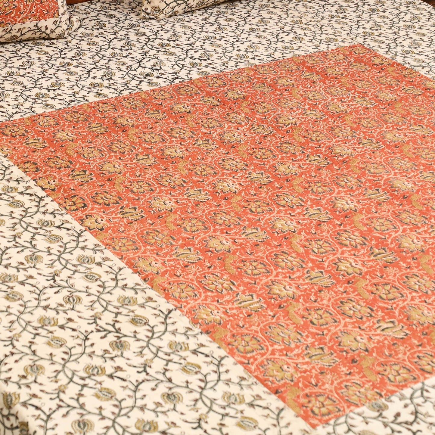 Kalamkari patchwork cotton bedsheet set 42 - handcrafted