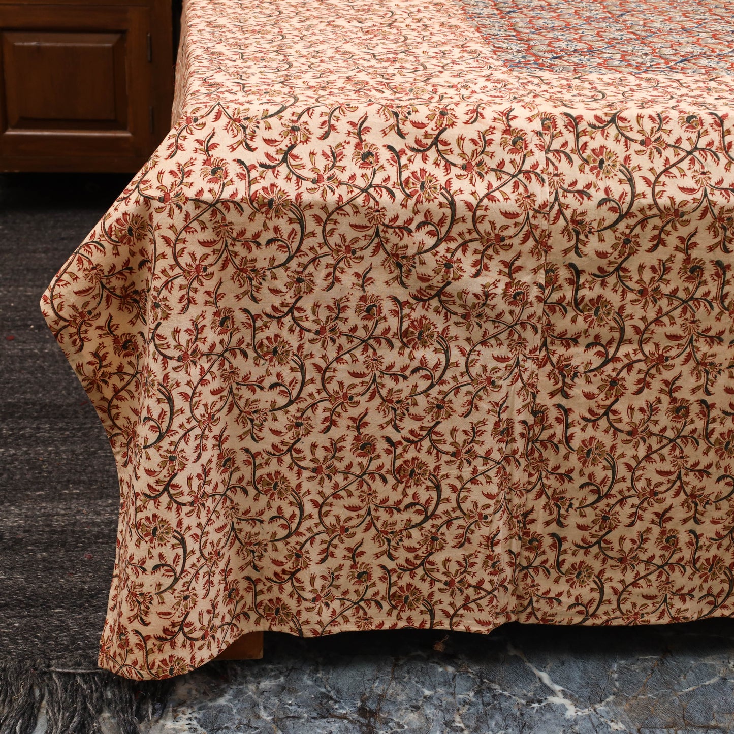 Kalamkari patchwork cotton bedsheet set 48 - handcrafted