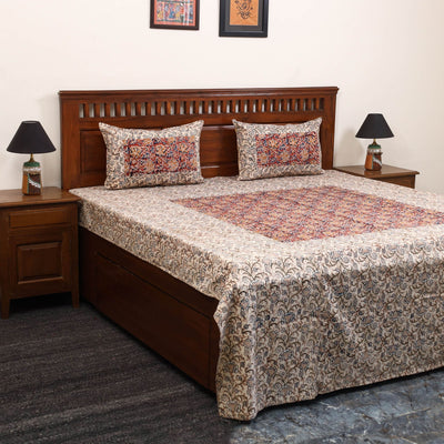 Kalamkari patchwork cotton bedsheet set 22 - handcrafted