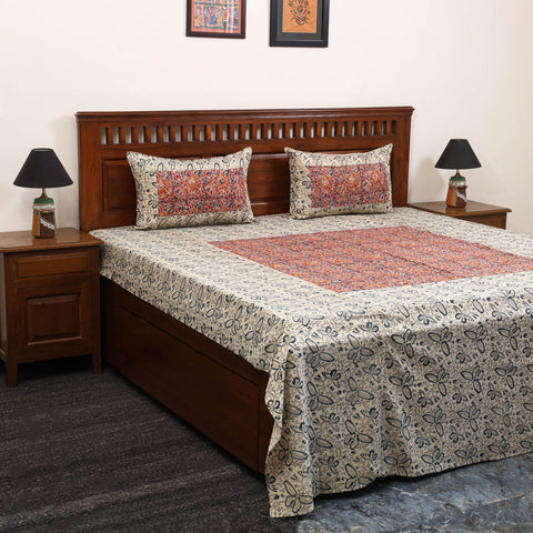 Kalamkari patchwork cotton bedsheet set 32 - handcrafted
