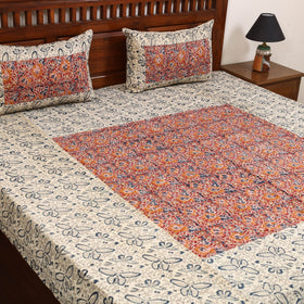 Kalamkari patchwork cotton bedsheet set 32 - handcrafted