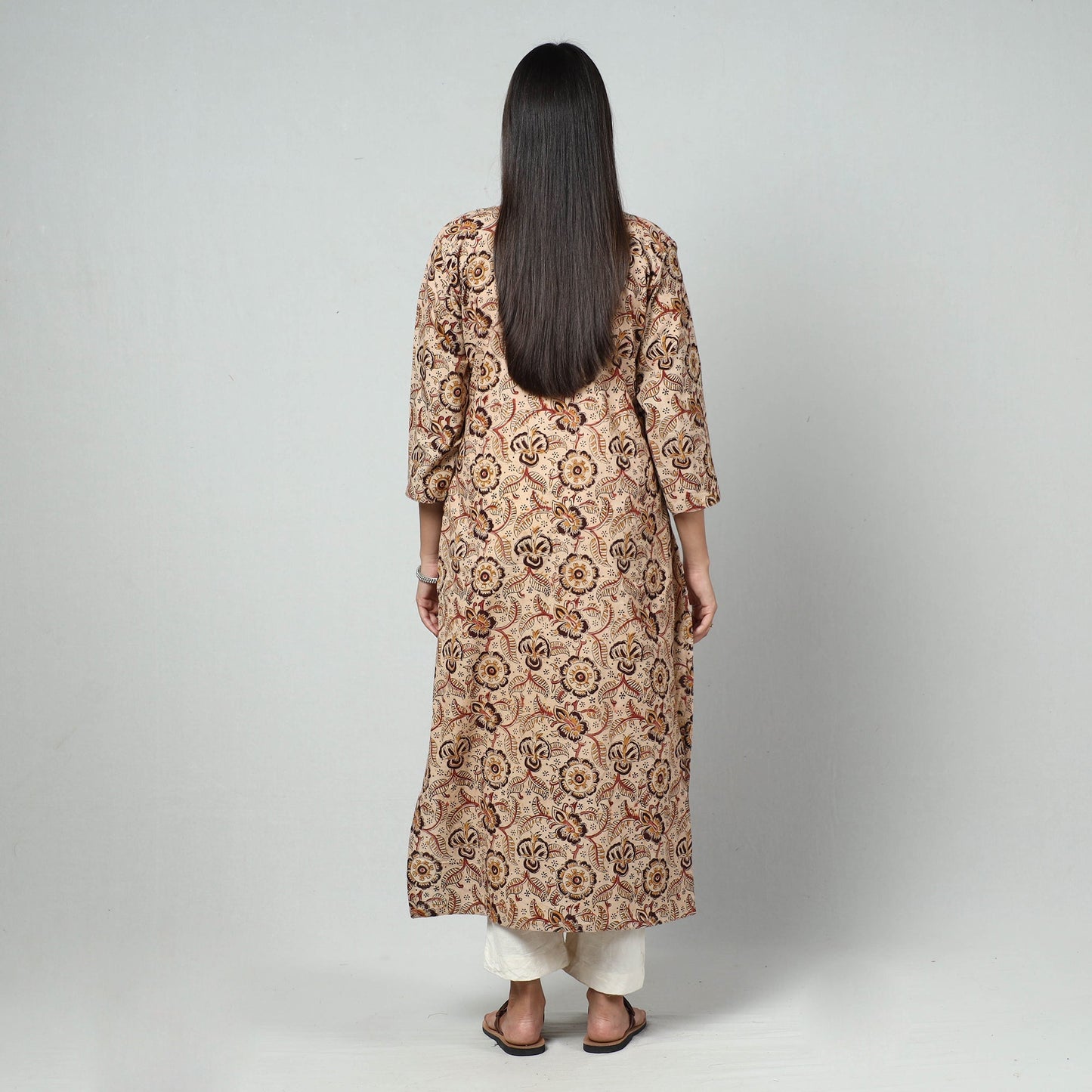  Kalamkari Block Printed Cotton Long Kurta For Women