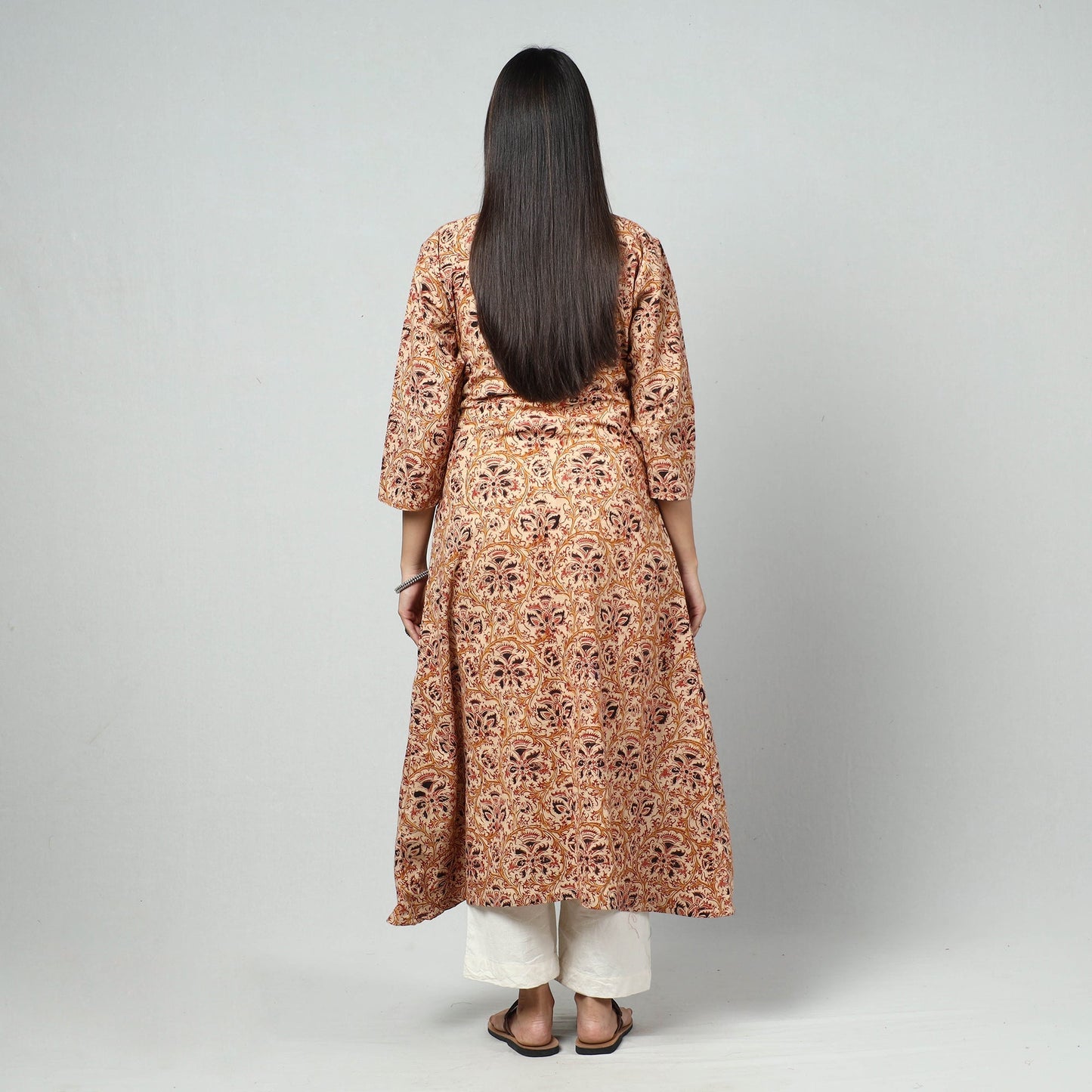  Kalamkari Block Printed Cotton Long Kurta For Women