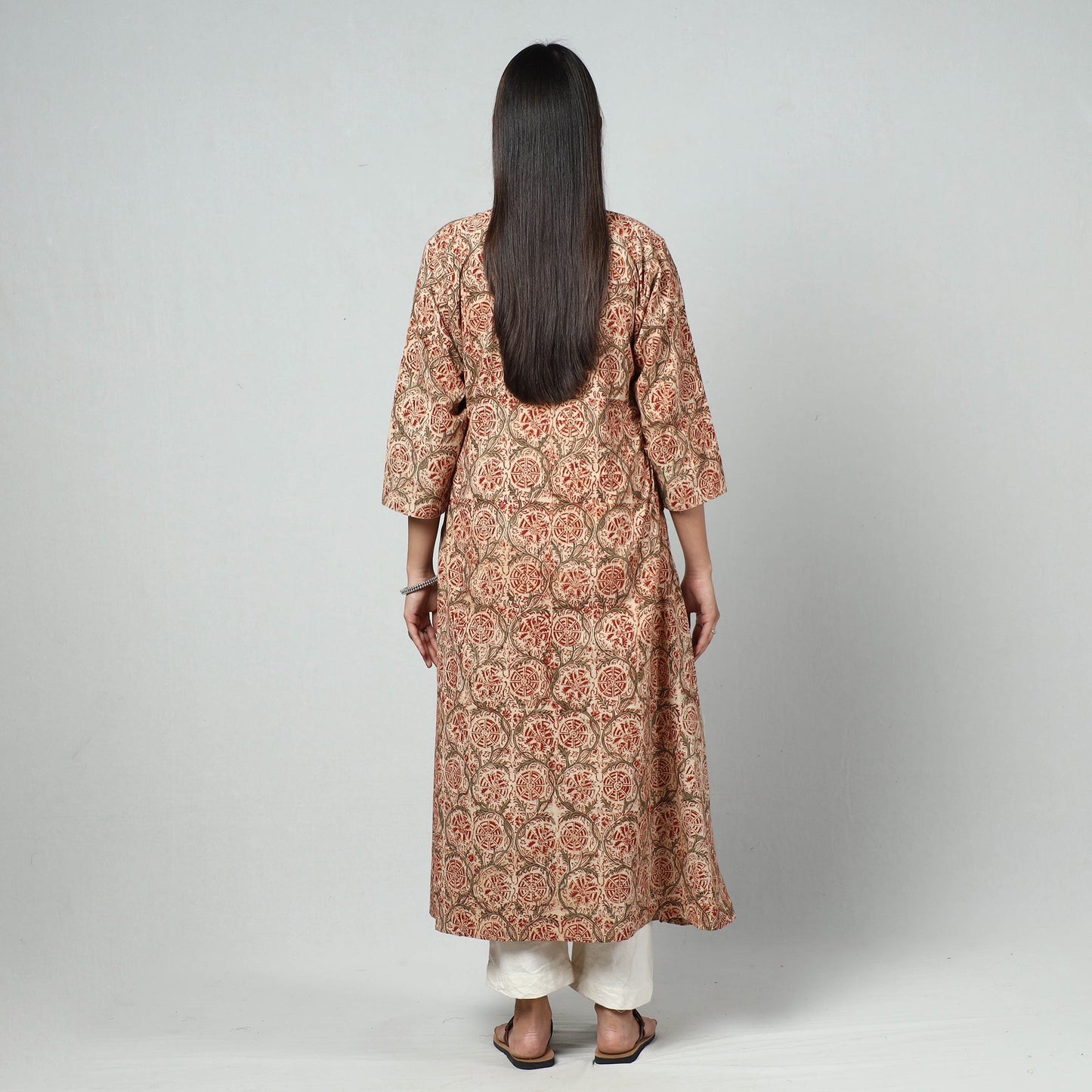  Kalamkari Block Printed Cotton Long Kurta For Women