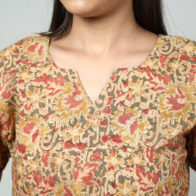  Kalamkari Block Printed Cotton Long Kurta For Women