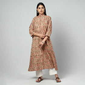  Kalamkari Block Printed Cotton Long Kurta For Women