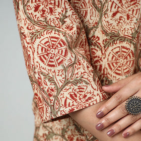  Kalamkari Block Printed Cotton Long Kurta For Women