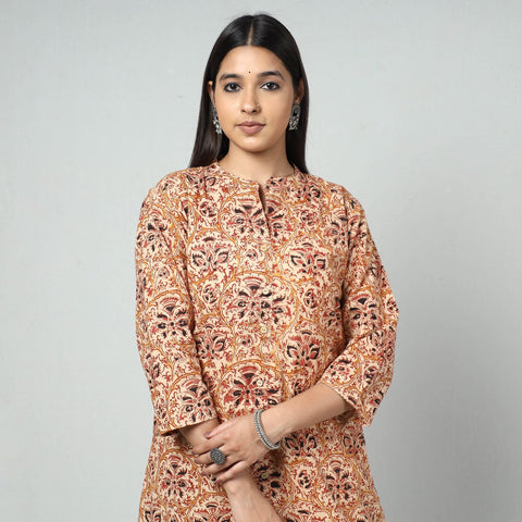  Kalamkari Block Printed Cotton Long Kurta For Women