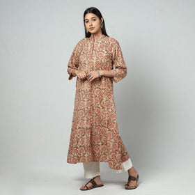  Kalamkari Block Printed Cotton Long Kurta For Women