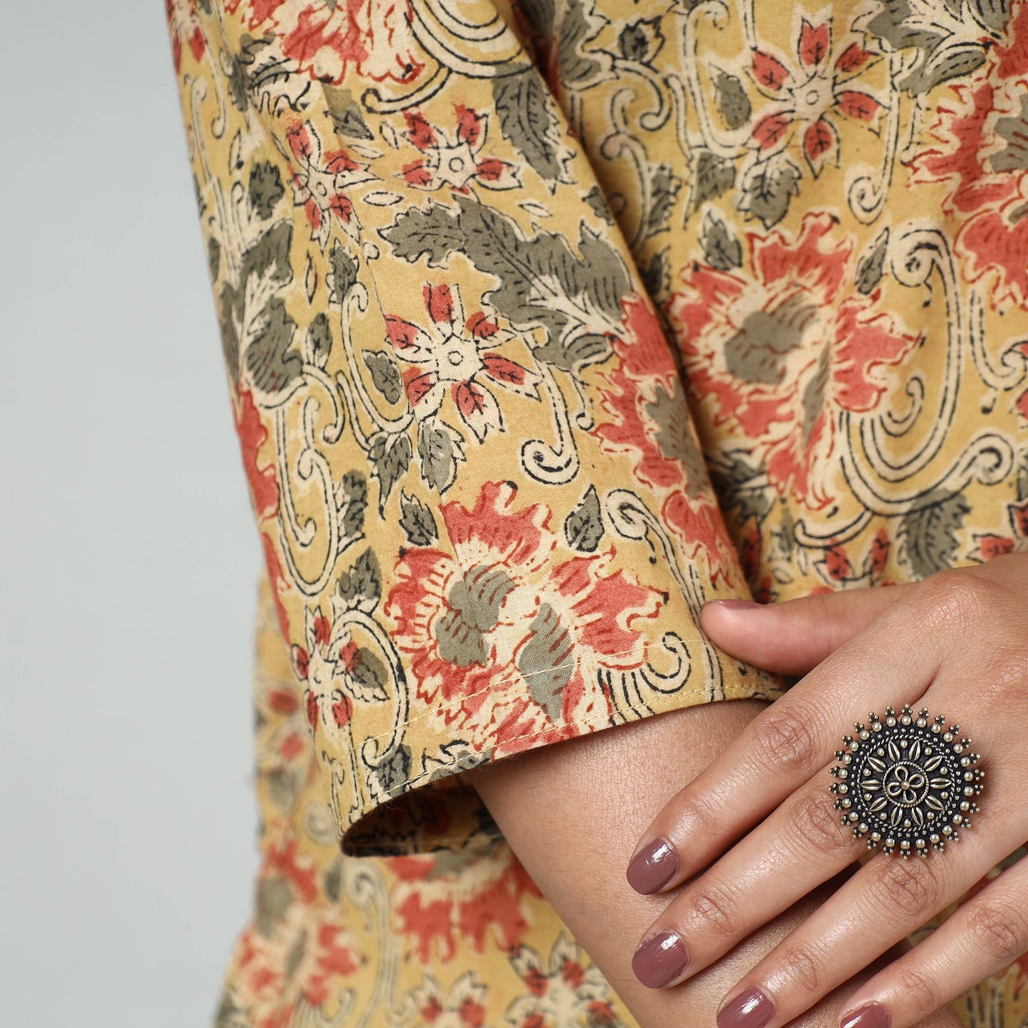  Kalamkari Block Printed Cotton Long Kurta For Women