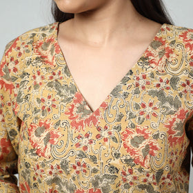  Kalamkari Block Printed Cotton Long Kurta For Women