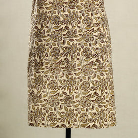 Beige Kalamkari Block Print Cotton Apron with Pocket