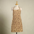Beige - kalamkari cotton apron with pocket 11 - handcrafted