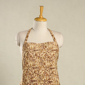 Beige - kalamkari cotton apron with pocket 11 - handcrafted