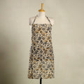 Beige - kalamkari cotton apron with pocket 21 - handcrafted