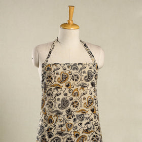 Beige - kalamkari cotton apron with pocket 21 - handcrafted
