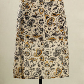 Beige - kalamkari cotton apron with pocket 21 - handcrafted