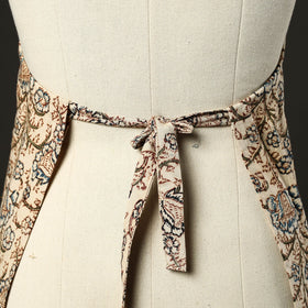 Beige - kalamkari cotton apron with pocket 31 - handcrafted