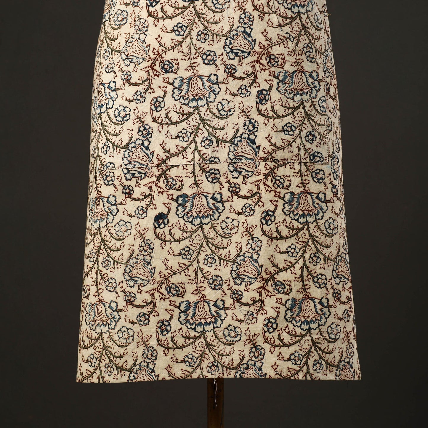 Beige - kalamkari cotton apron with pocket 31 - handcrafted