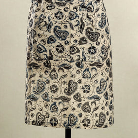 Beige Kalamkari Block Print Cotton Apron with Pocket