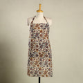 Beige - kalamkari cotton apron with pocket 40 - handcrafted