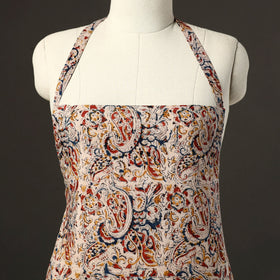  Beige Kalamkari Block Print Cotton Apron with Pocket