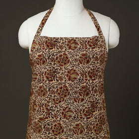  Beige Kalamkari Block Print Cotton Apron with Pocket
