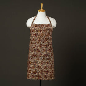  Beige Kalamkari Block Print Cotton Apron with Pocket