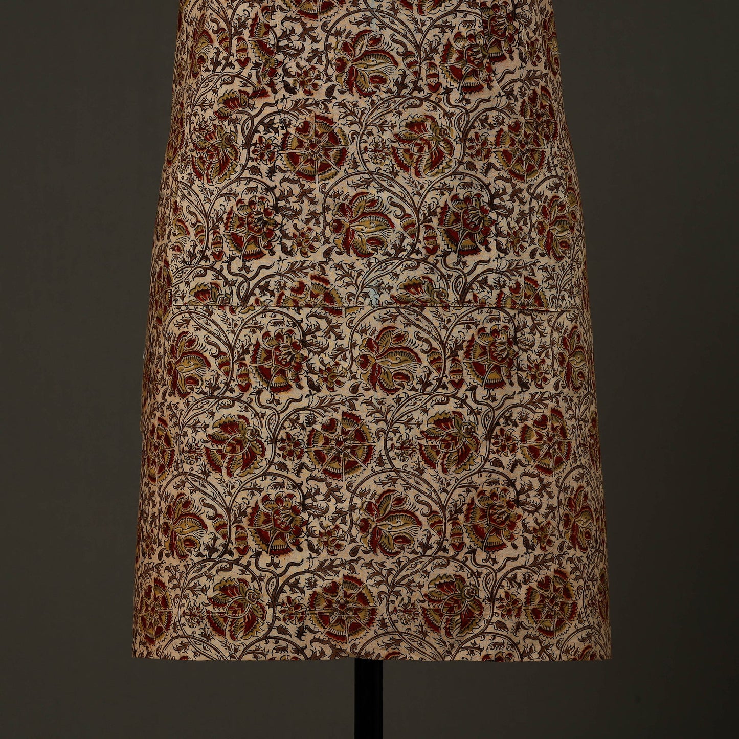  Beige Kalamkari Block Print Cotton Apron with Pocket