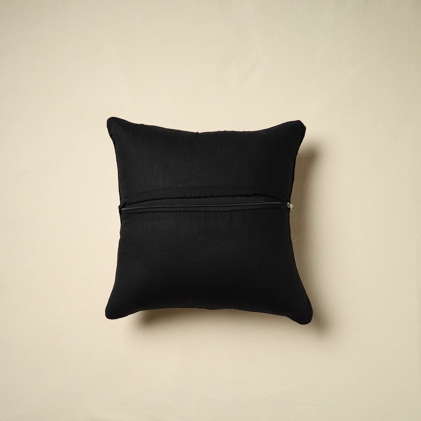 Black Kalamkari Block Print Cotton Cushion Cover