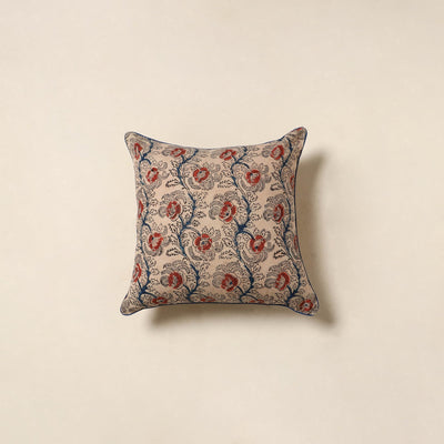 Beige - kalamkari cotton cushion cover 100 - handcrafted