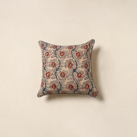 Beige - kalamkari cotton cushion cover 100 - handcrafted