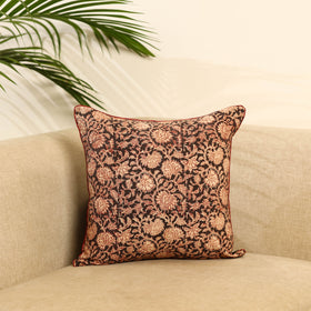  Beige Kalamkari Block Print Cotton Cushion Cover
