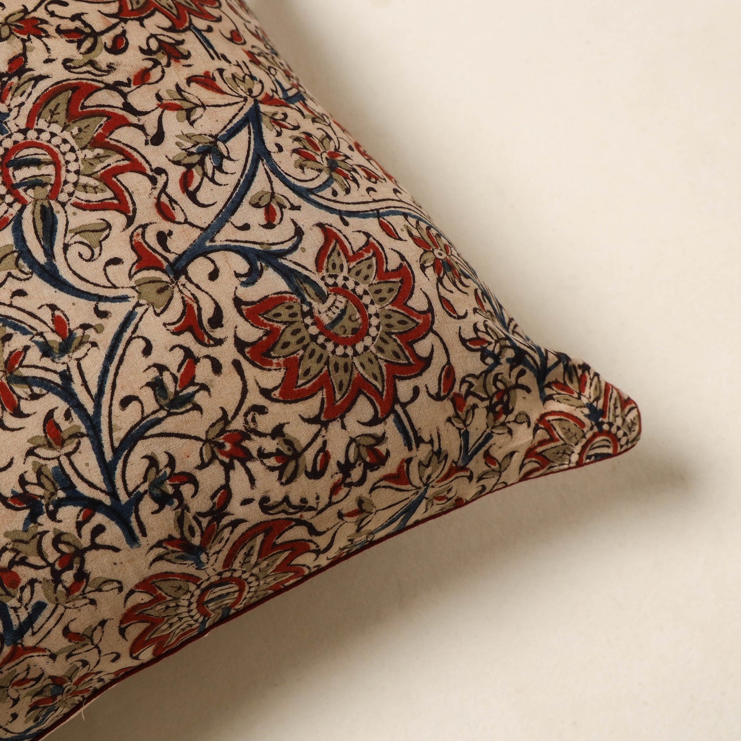 Beige - kalamkari cotton cushion cover 97 - handcrafted