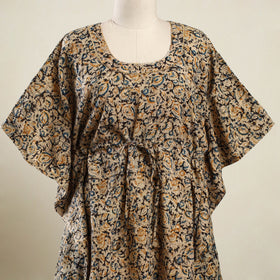 Beige - kalamkari cotton kaftan (short) 104 - handcrafted