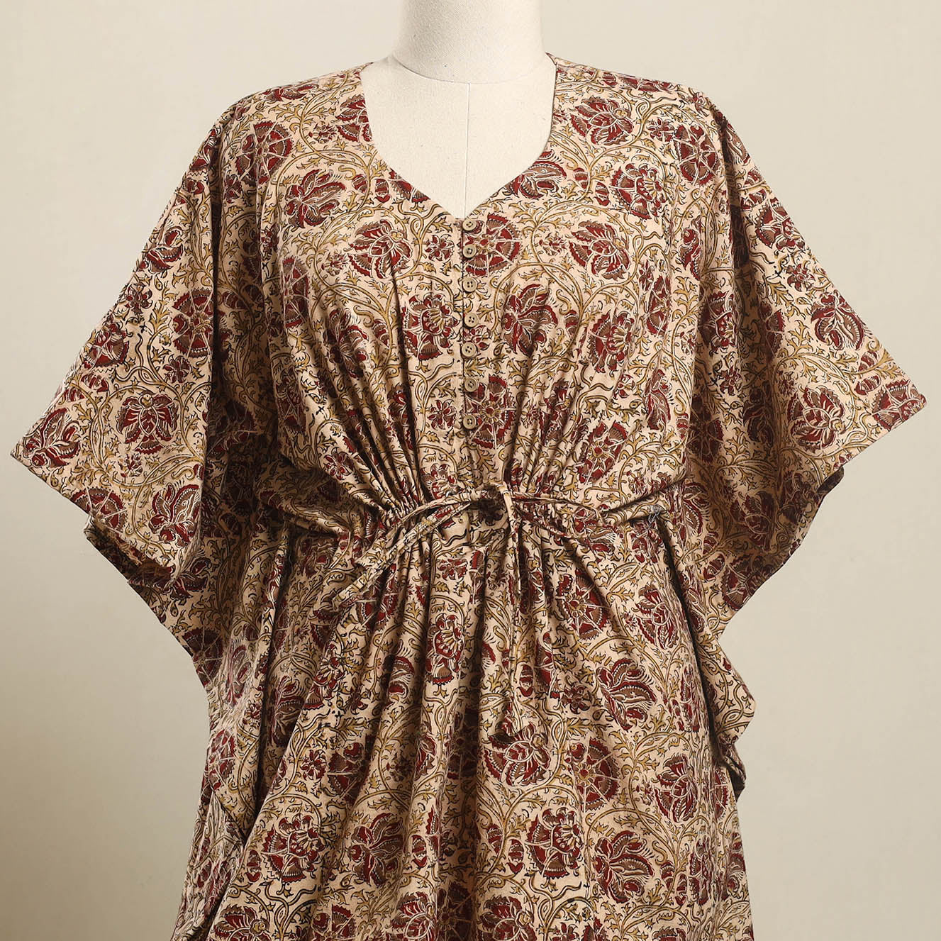 Buy Kalamkari Block Print Cotton Kaftan